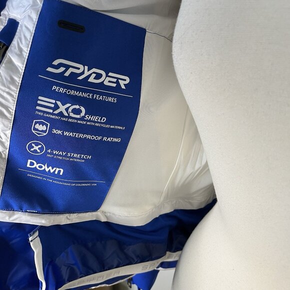 Spyder Womens Falline Down Ski Snowboard Snow Jacket Sz 12 Blue Houndstooth NWT - Picture 5 of 6